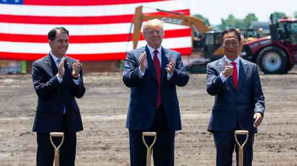 Trump defends trade feuds at Wisconsin factory groundbreaking