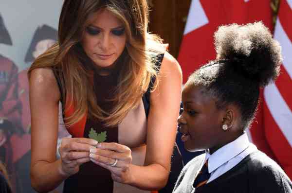 Melania Trump steps out in London for event with British schoolchildren