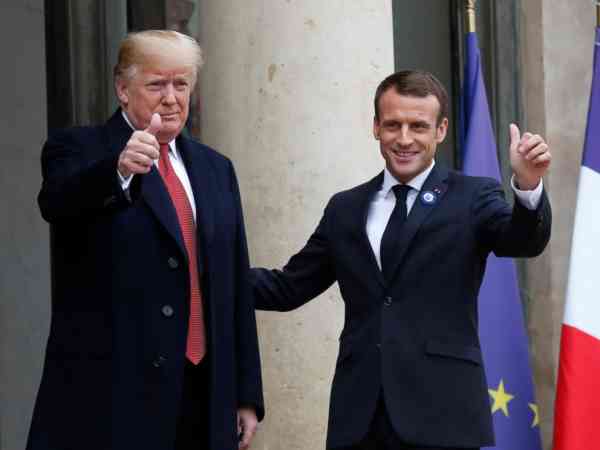President Trump, French President Macron address angry Trump tweet in meeting