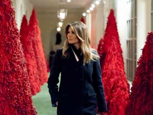 After 'The Handmaid’s Tale' references, Melania Trump defends her red Christmas trees